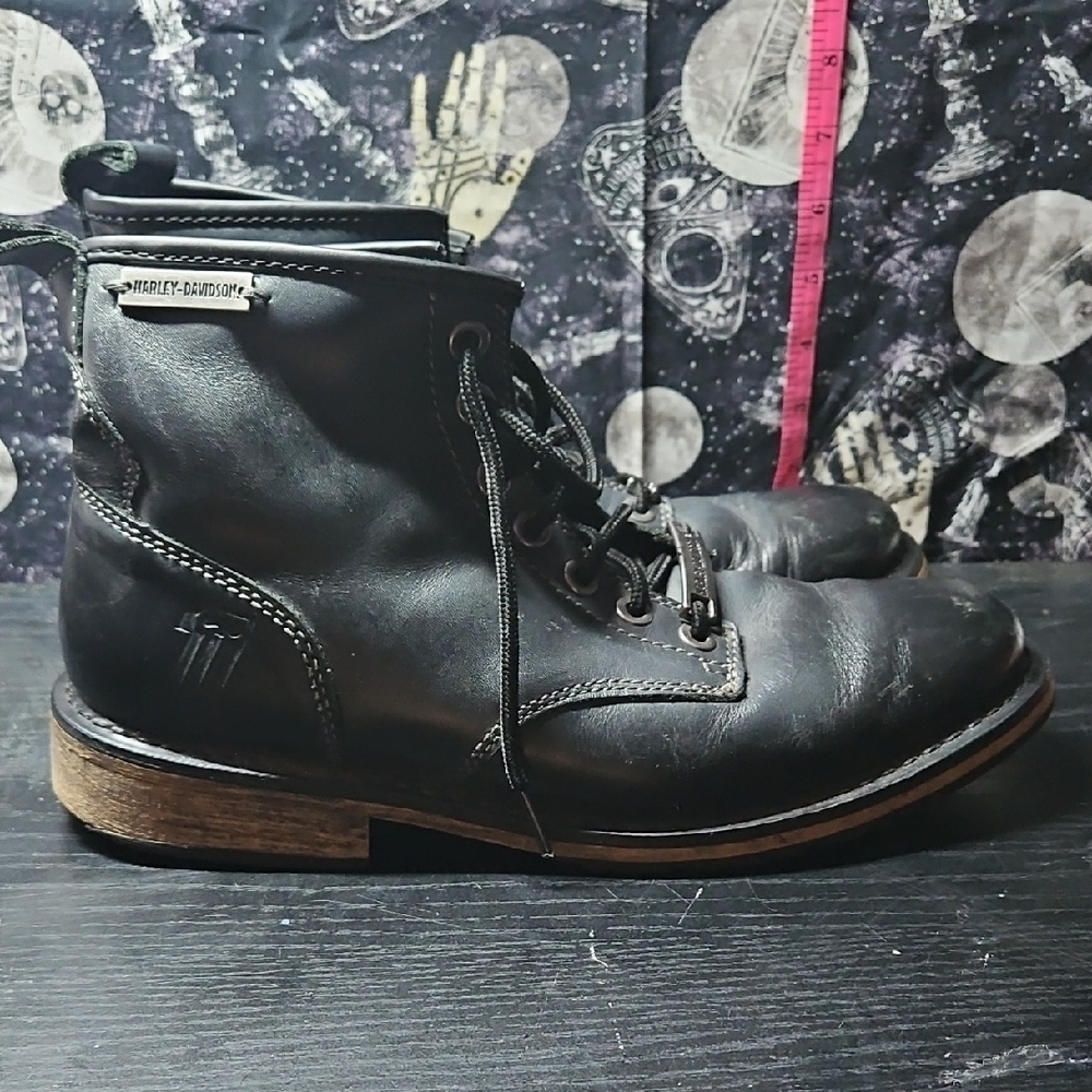 Harley-Davidson Black Leather Men's Lace-Up Boots